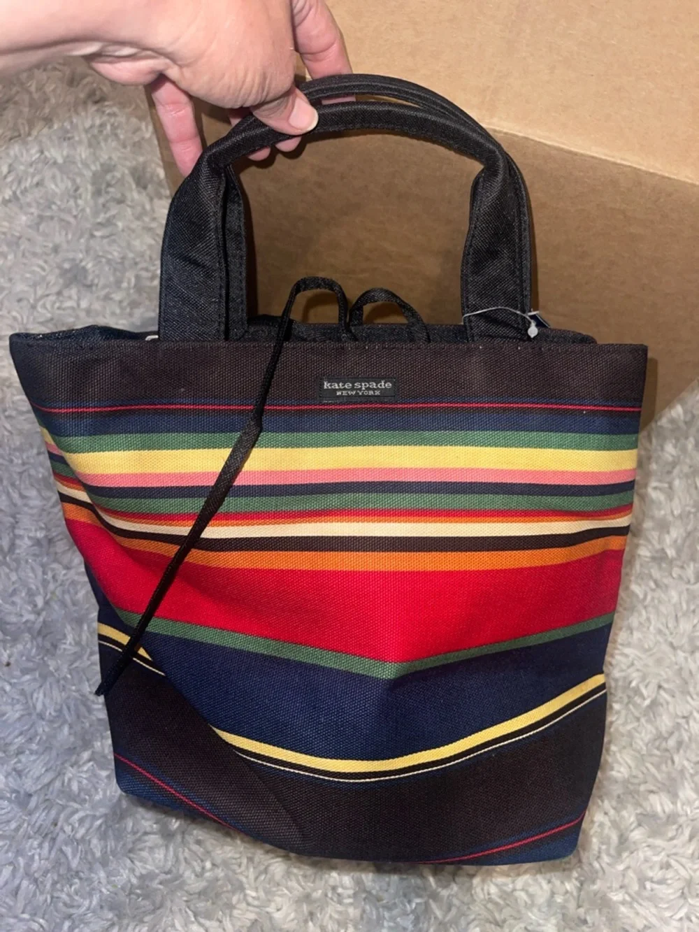 Kate Spade New York Canvas Multicolor Leather Trim Tote Bag Purse - Picture 11 of 11